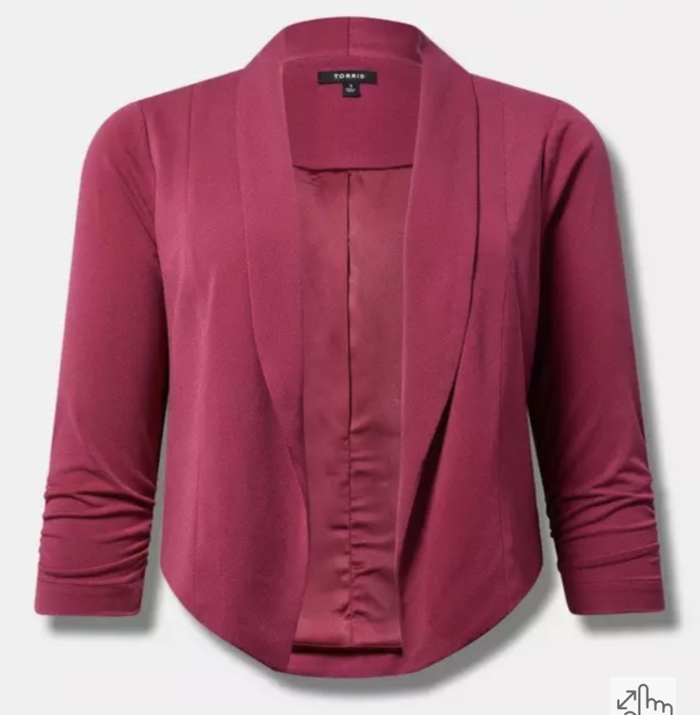 Torrid Light Crepe Ruched Sleeve Blazer